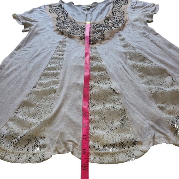 Boho Beaded Lace Top Ivory Daytrip Buckle Large | Y2K Preppy Festival Blouse - Picture 7 of 7